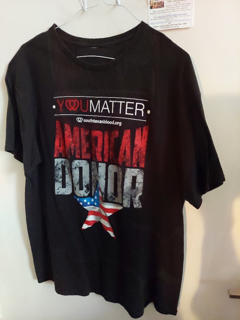 South Texas Blood Donor black t-shirt, size l, printed, short sleeves